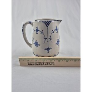 Furnivals Denmark Blue & White Ironstone Creamer Pitcher England Vintage Milk